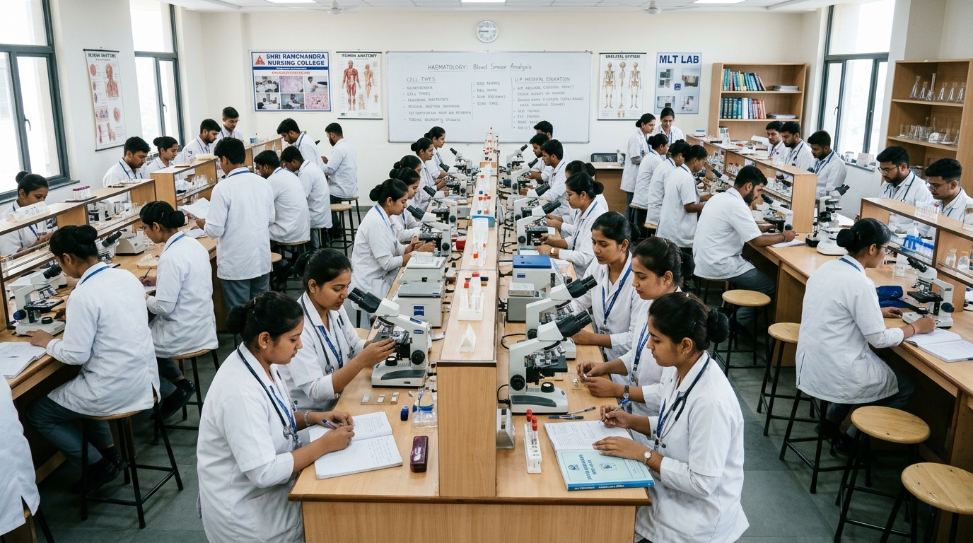 Medical laboratory students in clinical diagnostic training
